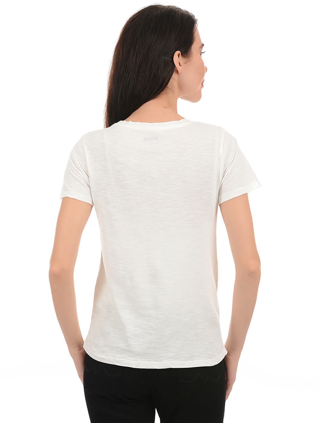 Pepe Jeans Women Casual Wear Off White T-Shirt